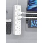 چند راهی برق گرین لاین با پنج خروجی مستقل و درگاه USB برای شارژ دستگاه ها بدنه مقاوم ABS