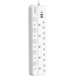 چند راهی برق گرین لاین با پنج خروجی مستقل و درگاه USB برای شارژ دستگاه ها بدنه مقاوم ABS