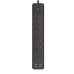 چندراهی برق گرین لاین با چهار سوکت و چهار درگاه USB_A و دو درگاه Type-C