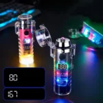 فندک شارژی پلاسما چراغ‌قوه دار ضدآب مدل Double arc - 8