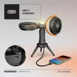 پنکه شارژی قابل حمل به همراه چراغ و پاوربانک پرودو مدل PD-LFST150 - 7